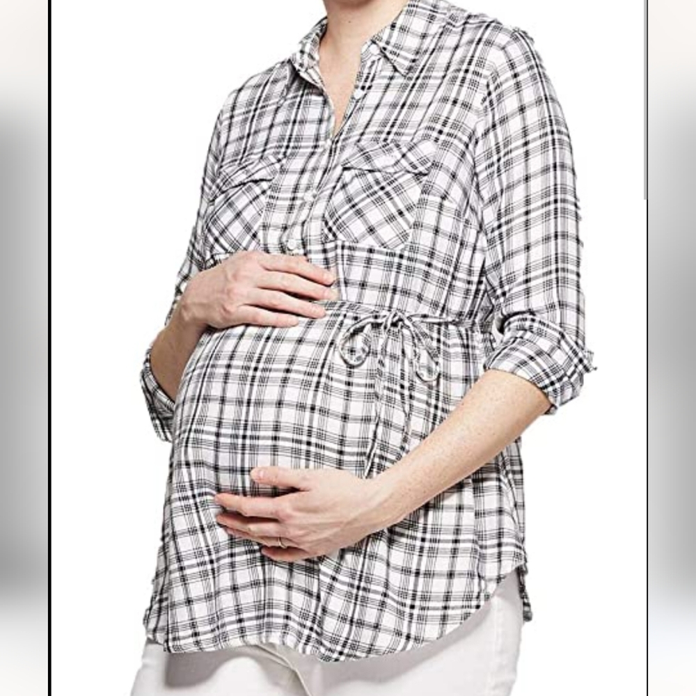Women's MATERNITY‎ long sleeve plaid flannel. Size Large